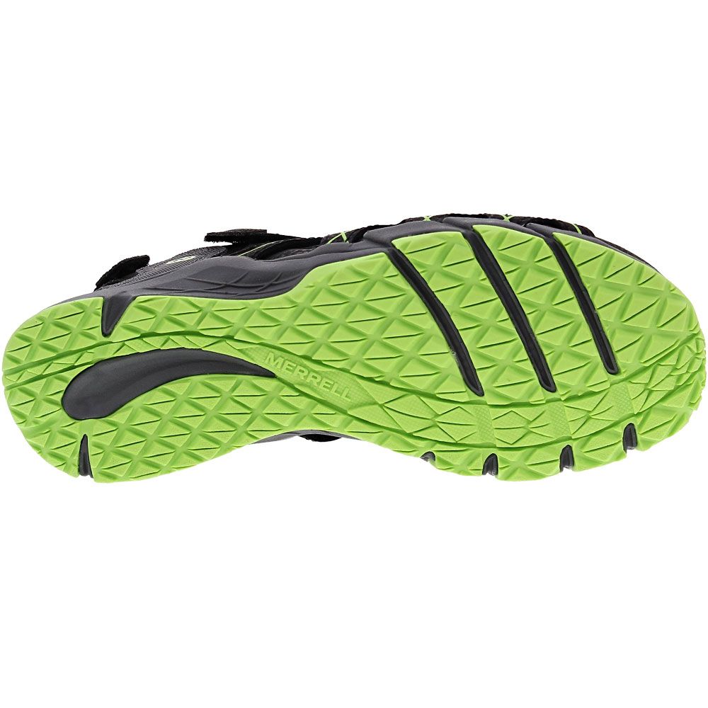 Merrell Hydro Quench Outdoor Sandals - Boys Black Grey Lime Sole View