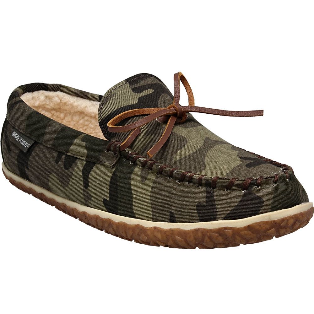 Minnetonka Tomm Mens Moccasin Slippers Camouflage