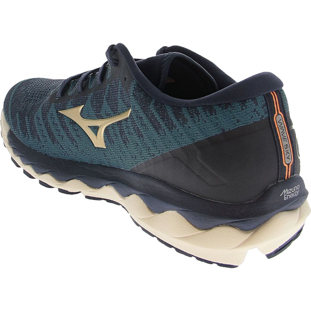 Mizuno Wave Sky 4 Knit Running Shoes - Mens Blue Back View