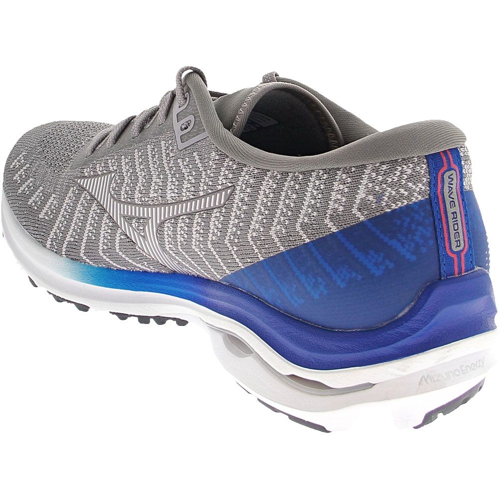 Mizuno Wave Rider 24 WaveKnit Running Shoes - Mens Frost Grey White Back View