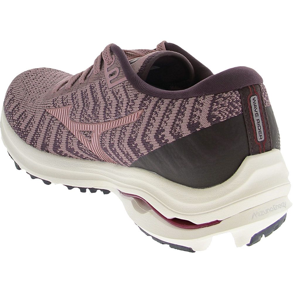 Mizuno Wave Rider 24 Knit Running Shoes - Womens Woodrose Pale Lilac Back View