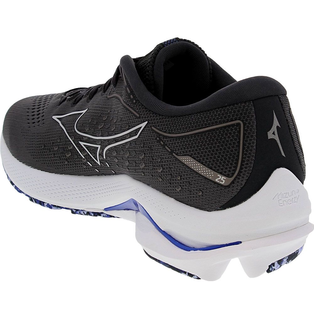 Mizuno Wave Rider 25 Running Shoes - Mens Charcoal White Blue Back View