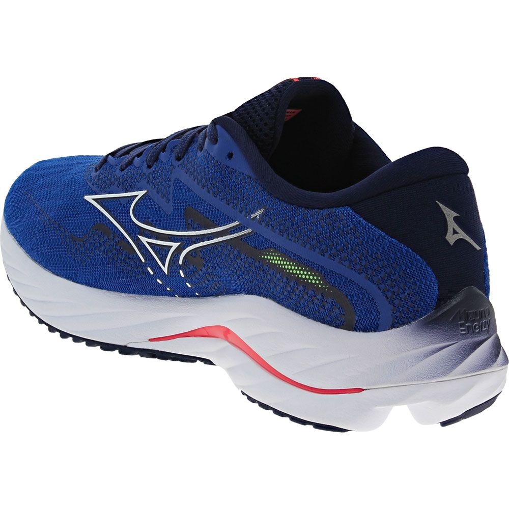 Mizuno Wave Rider 27 Running Shoes - Mens Surf Blue White Back View