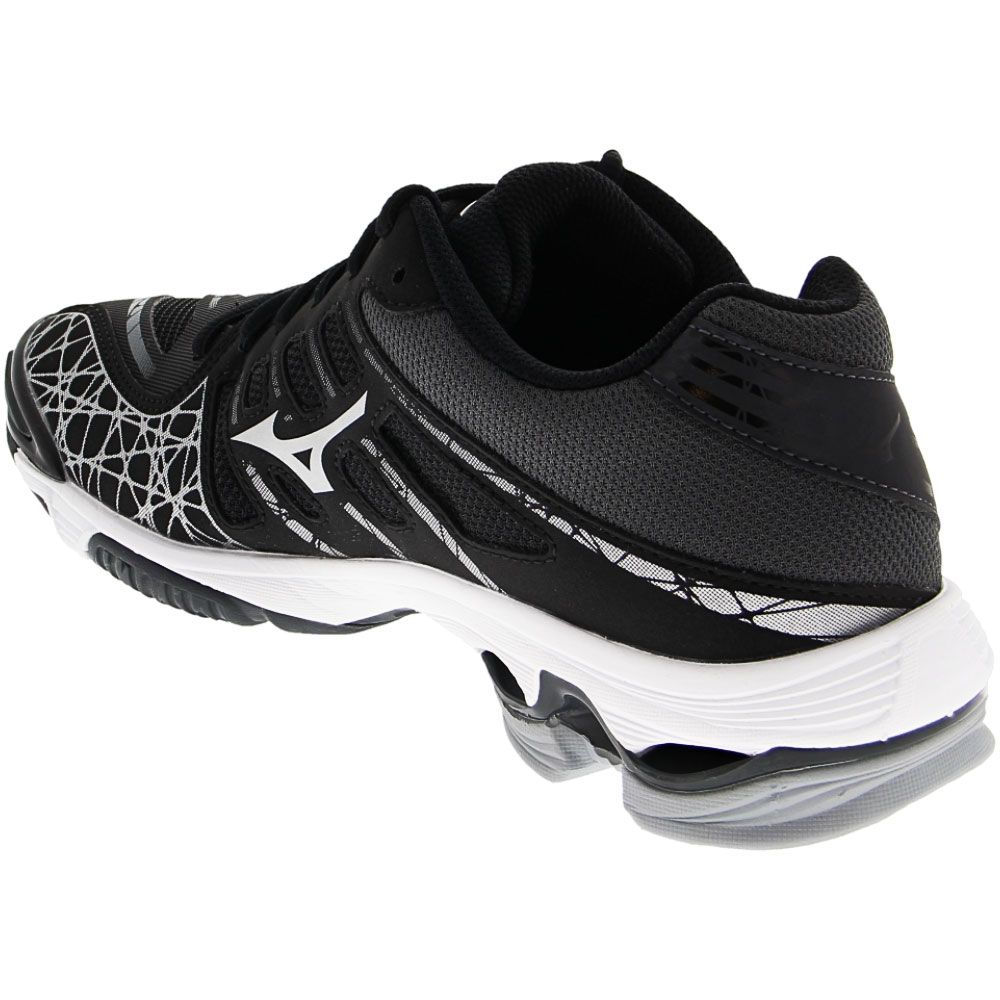 Mizuno Wave Voltage Volleyball Shoes - Womens Black Silver Charcoal Back View