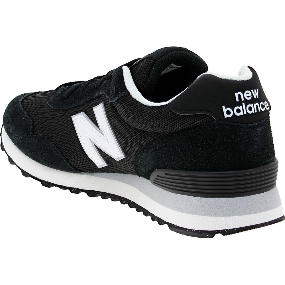 New Balance ML 515 BLK Lifestyle Running Shoes - Mens Black White Back View