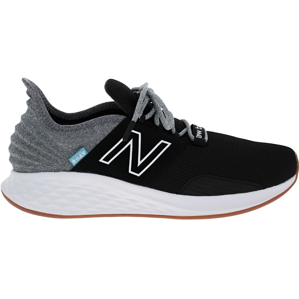 New Balance Freshfoam Roav Running Shoes - Mens Black Grey Tshirt Side View