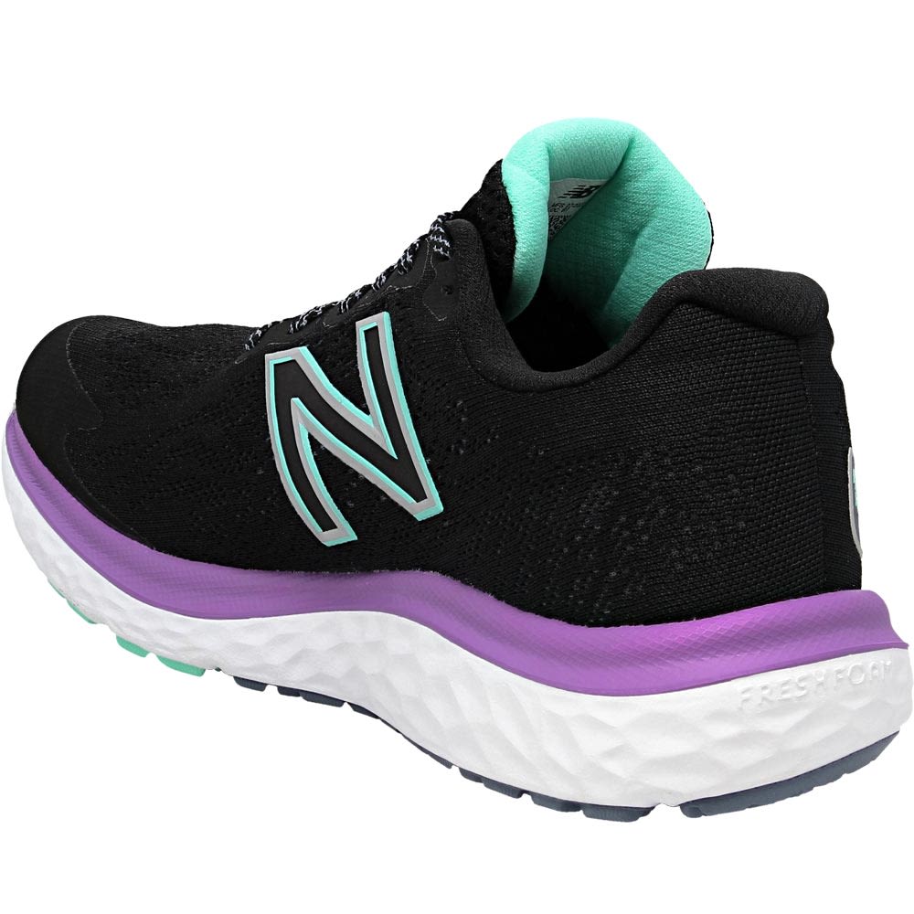 New Balance W 680 7 Gp Running Shoes - Womens Black Aqua Purple Back View