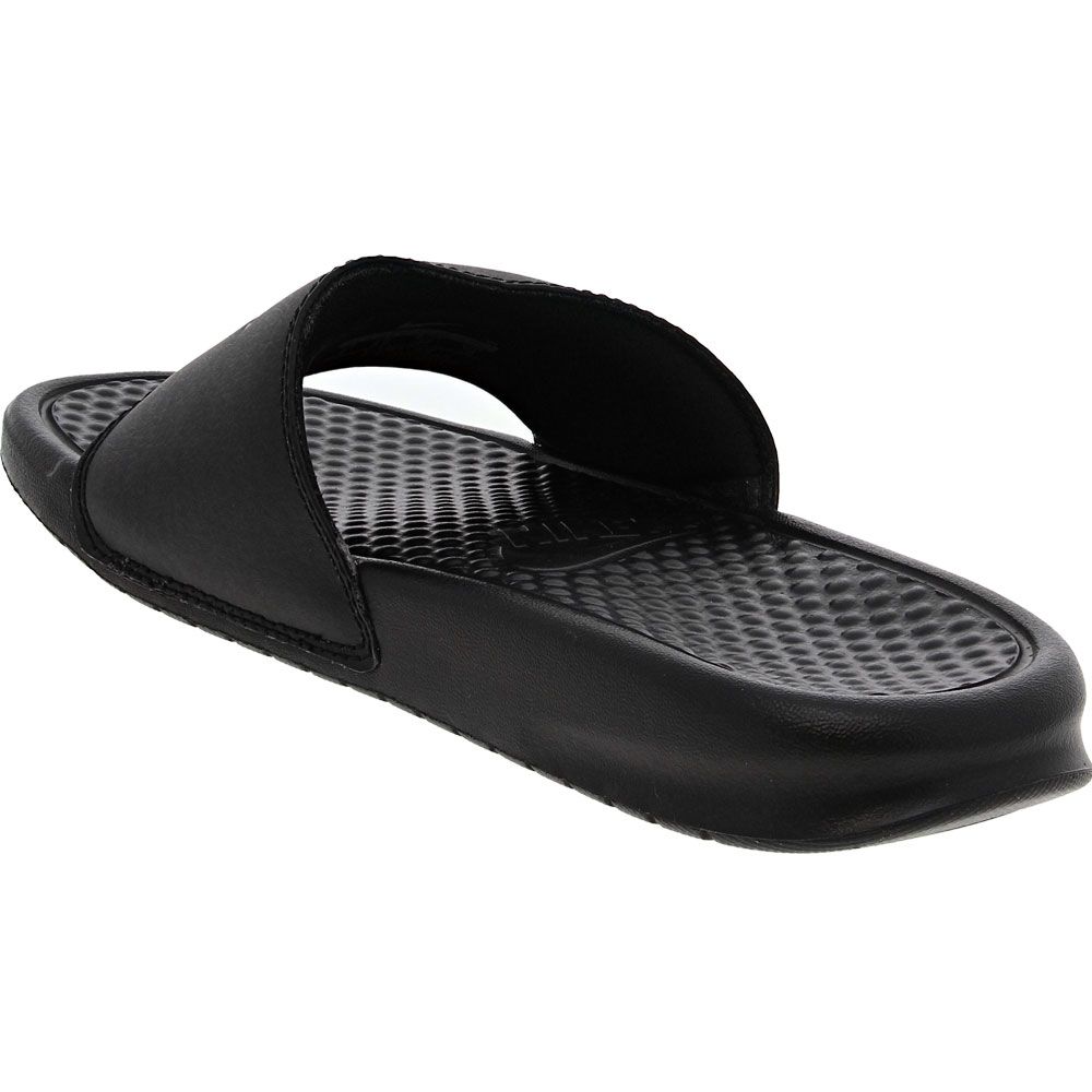 Nike Benassi JDI Slide Sandals - Womens Black Rose Gold Back View