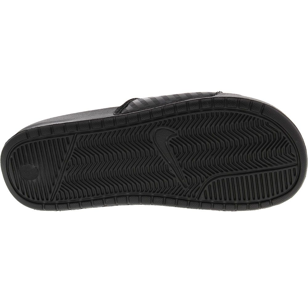 Nike Benassi JDI Slide Sandals - Womens Black White Diamond Sole View