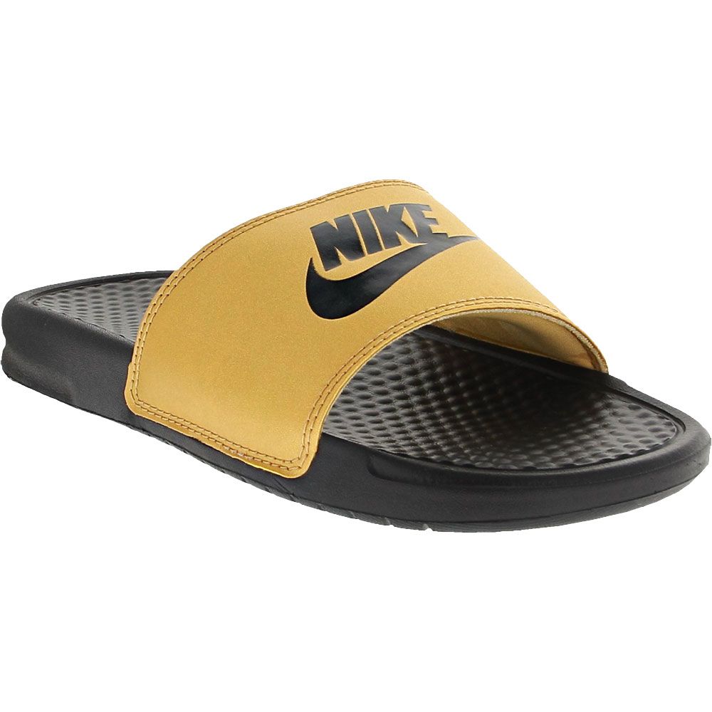 Nike Benassi JDI Slide Sandals - Womens Black Metallic Gold