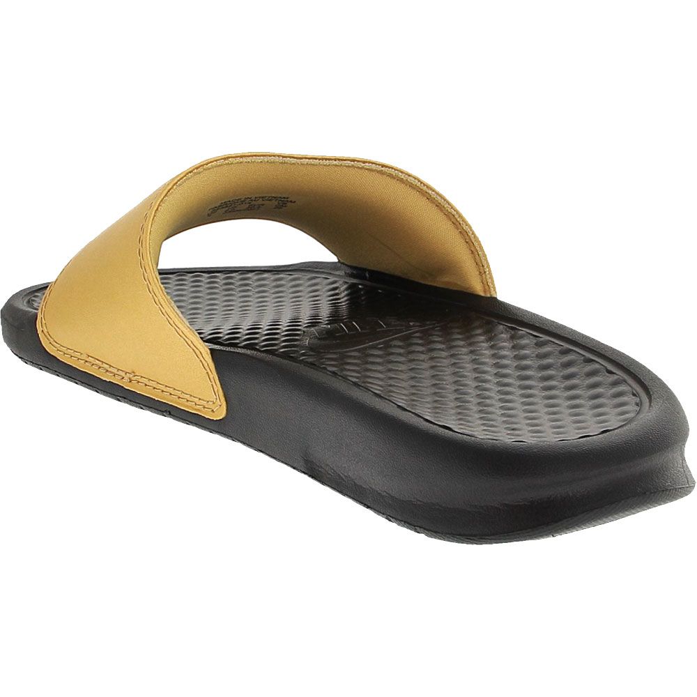 Nike Benassi JDI Slide Sandals - Womens Black Metallic Gold Back View