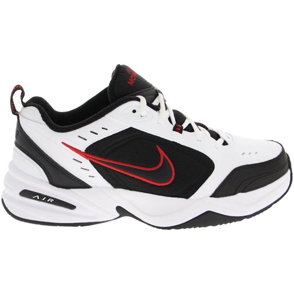Nike Air Monarch IV Training Shoes - Mens White Black Varsity Red Side View