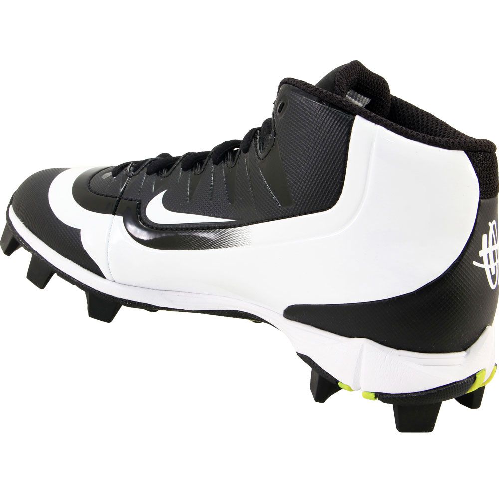 Nike Huarache 2kfilth Mid Baseball Cleats Shoes - Boys Black White Volt Back View