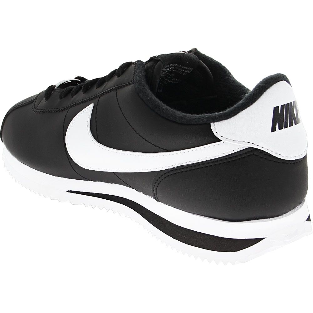 Nike Cortez Basic Leather Lifestyle Shoes - Mens Black White Back View