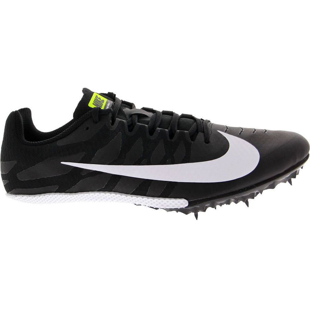 Nike Zoom Rival S 9 Racing Flats - Mens Black White Yellow Side View