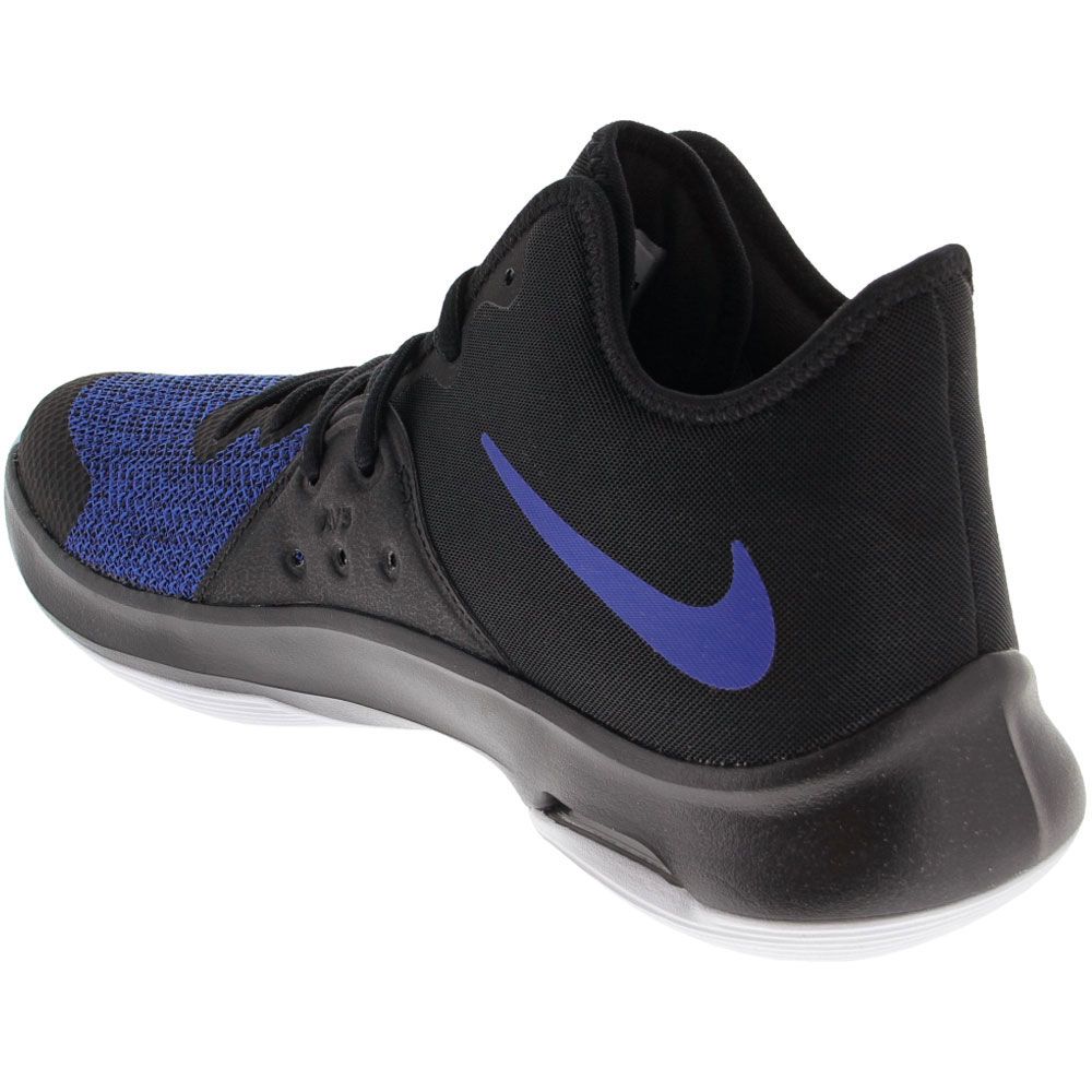Nike Air Versatile 3 Basketball Shoes - Mens Black Game Royal Blue White Back View