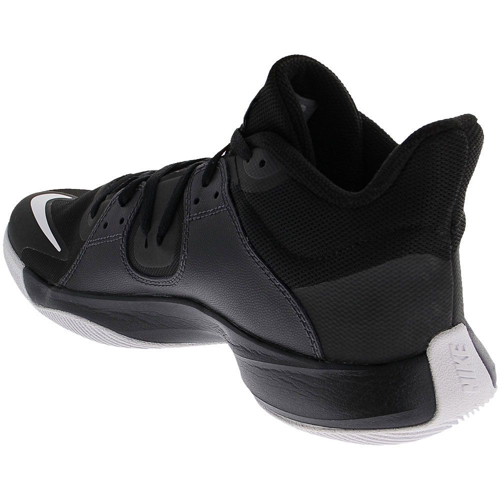 Nike Fly By Mid Basketball Shoes - Mens Black White Dark Smoke Grey Back View
