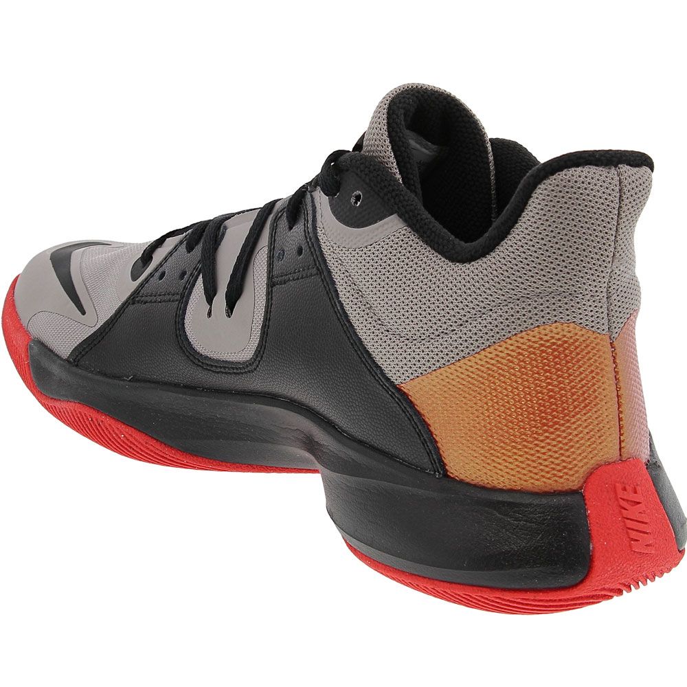 Nike Fly By Mid Basketball Shoes - Mens Enigma Stone Black Chili Red Back View