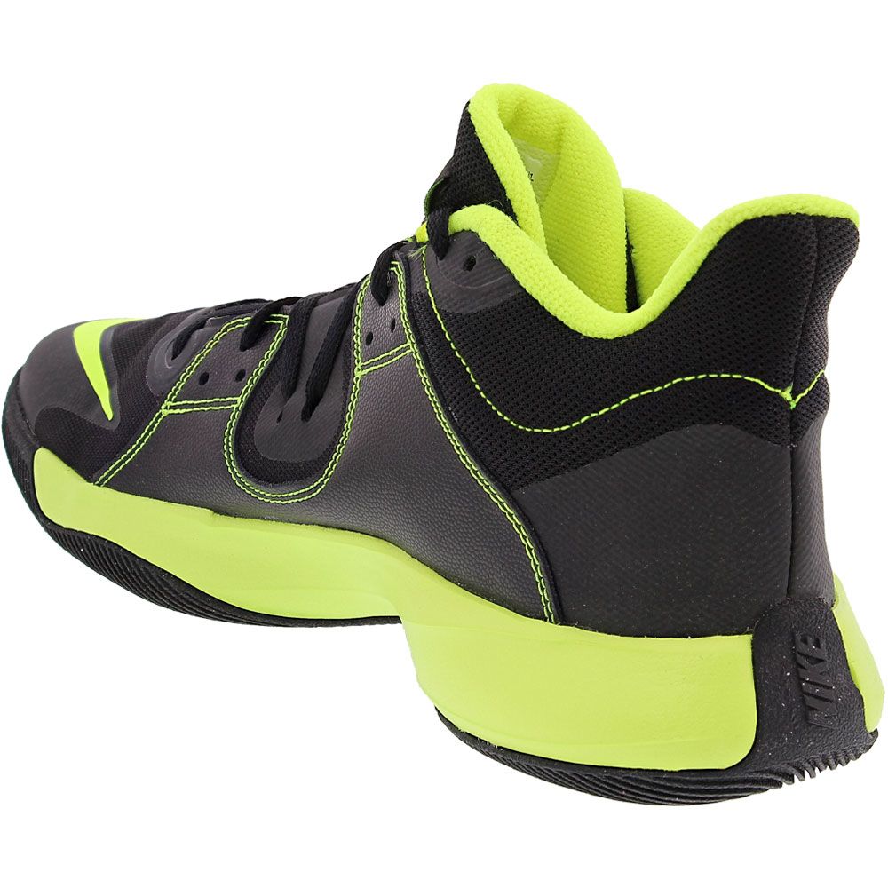 Nike Fly By Mid Basketball Shoes - Mens Black Volt Black Back View