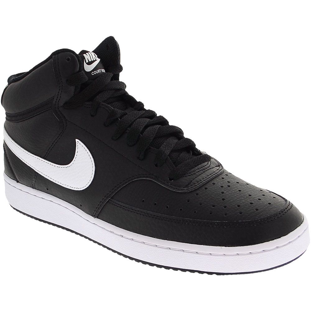 Nike Court Vision Mid Lifestyle Shoes - Mens Black White
