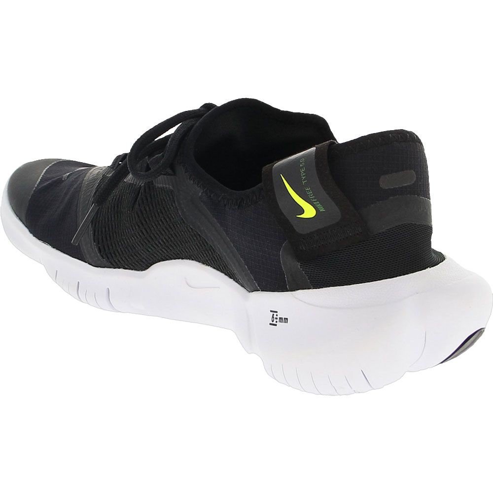 Nike Free Rn 5 2020 Running Shoes - Mens Black White Anthracite Back View