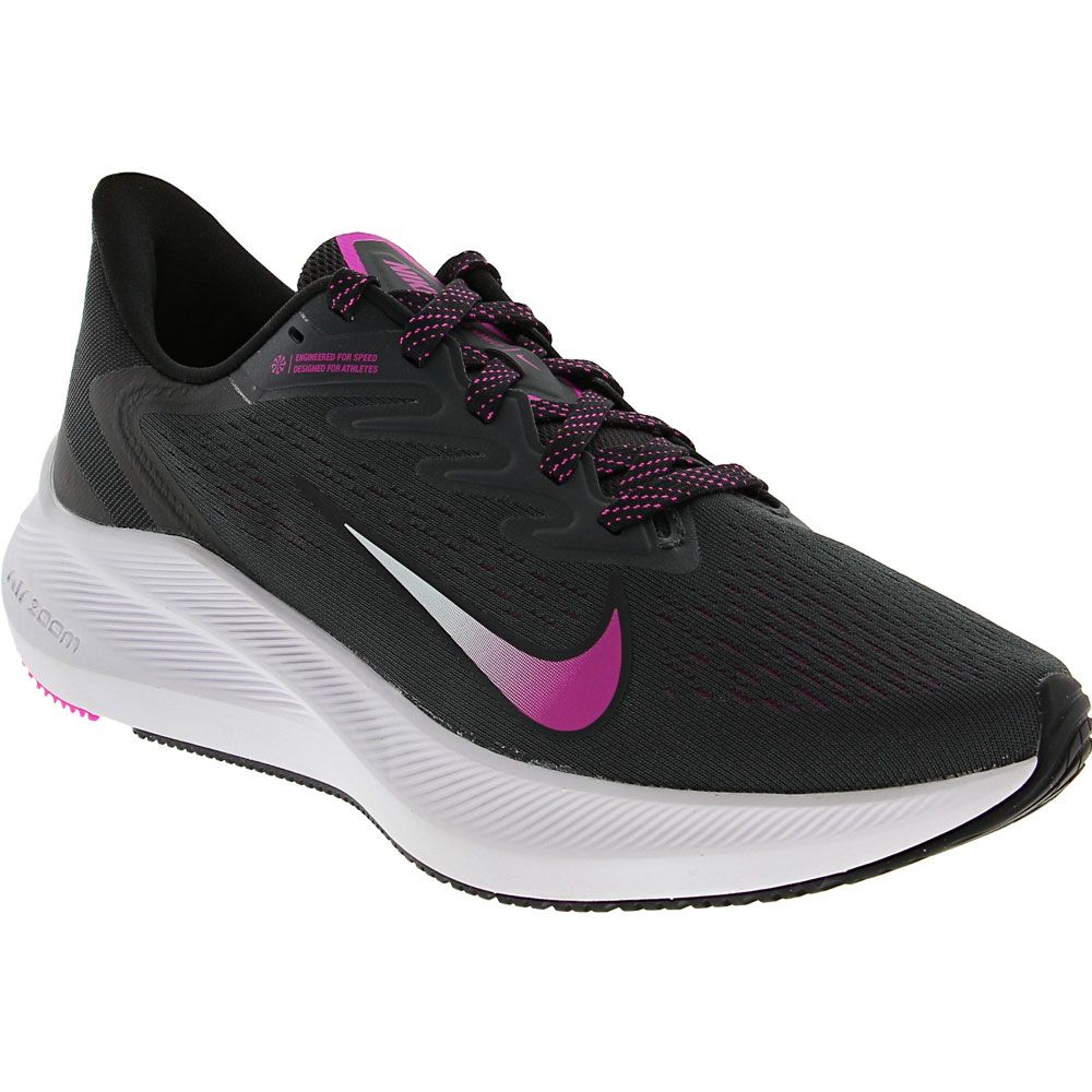 Nike Zoom Winflo 7 Running Shoes - Womens Black Grey Pink