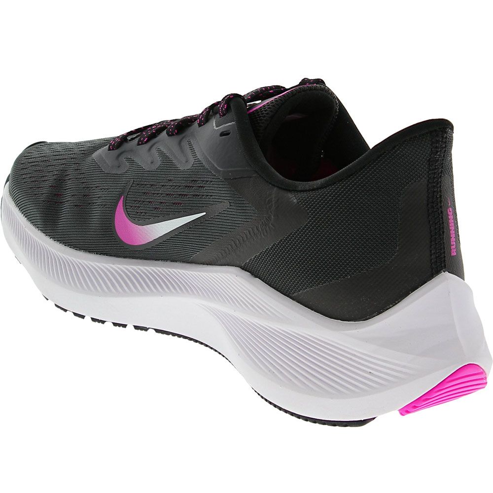 Nike Zoom Winflo 7 Running Shoes - Womens Black Grey Pink Back View