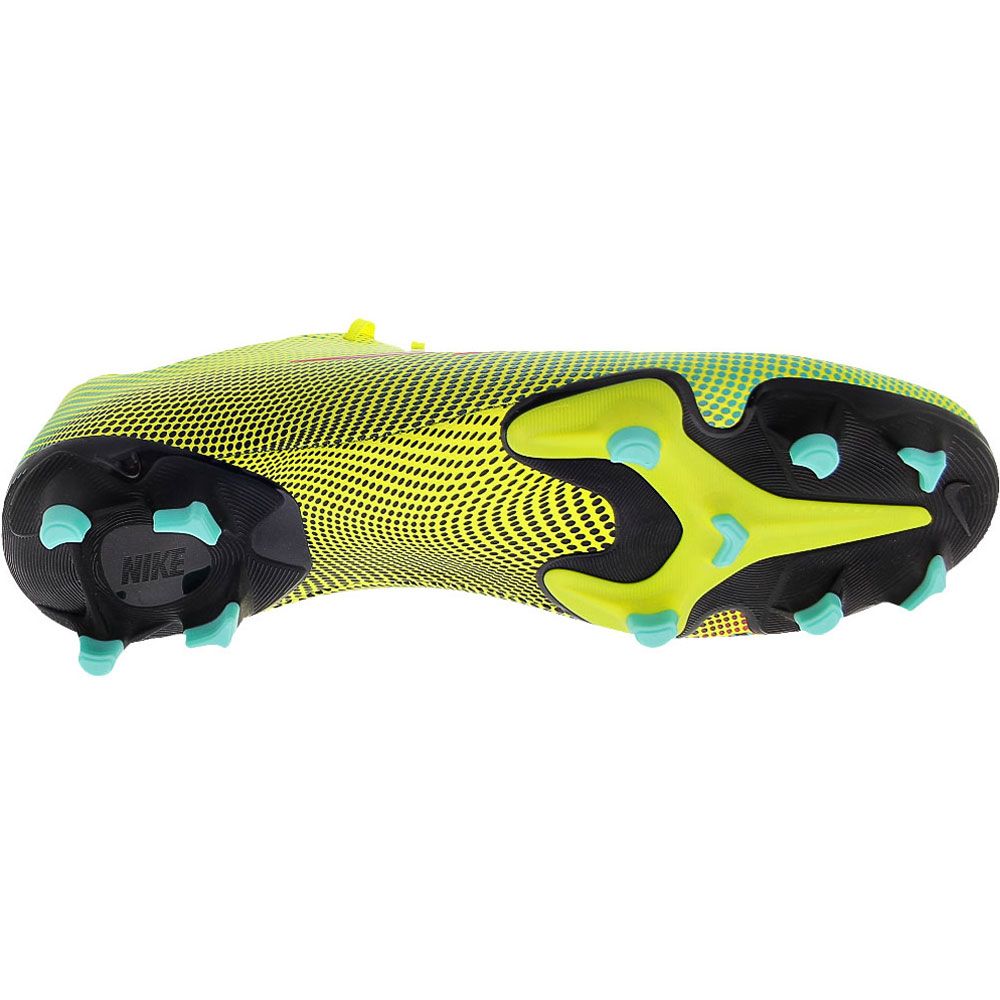 Nike Vapor 13 Academy MDS FG Outdoor Soccer Cleats - Mens Lemon Venom Black Aurora Green Sole View