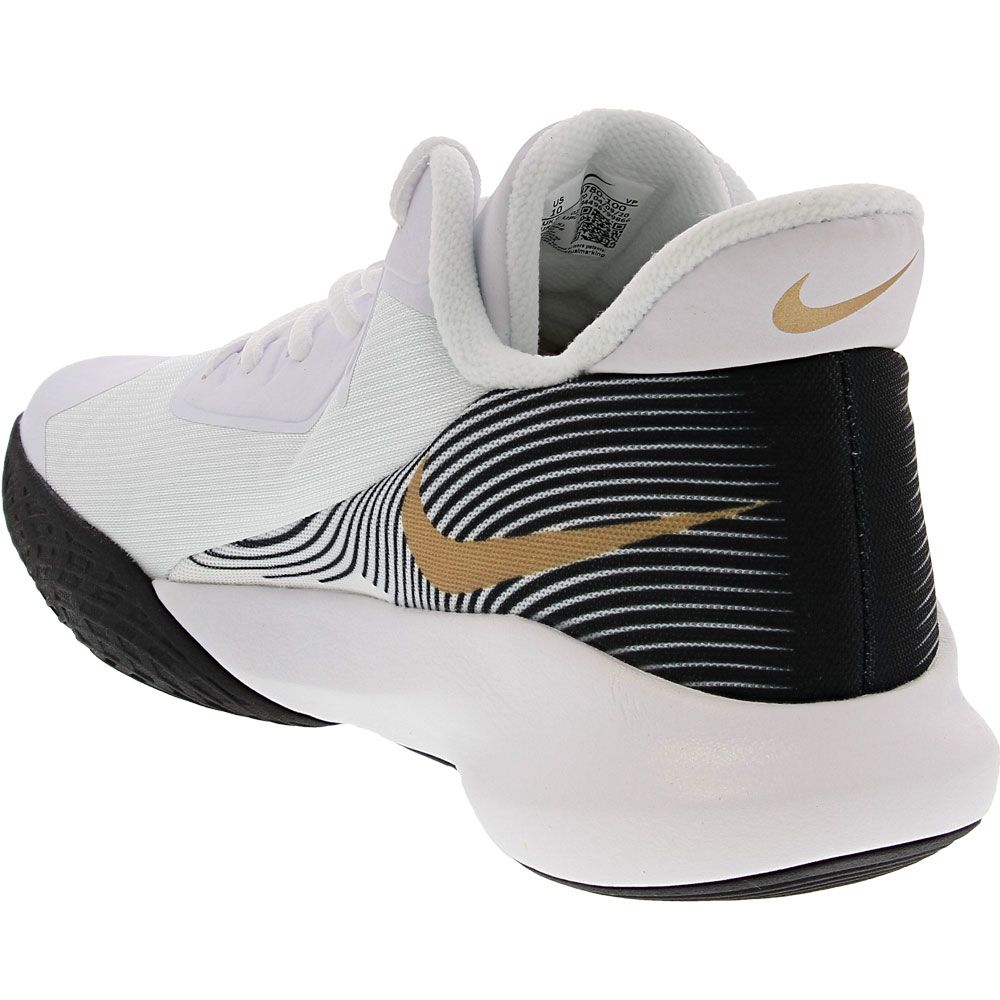 Nike Precision 4 Basketball Shoes - Mens White Metallic Gold Black Back View
