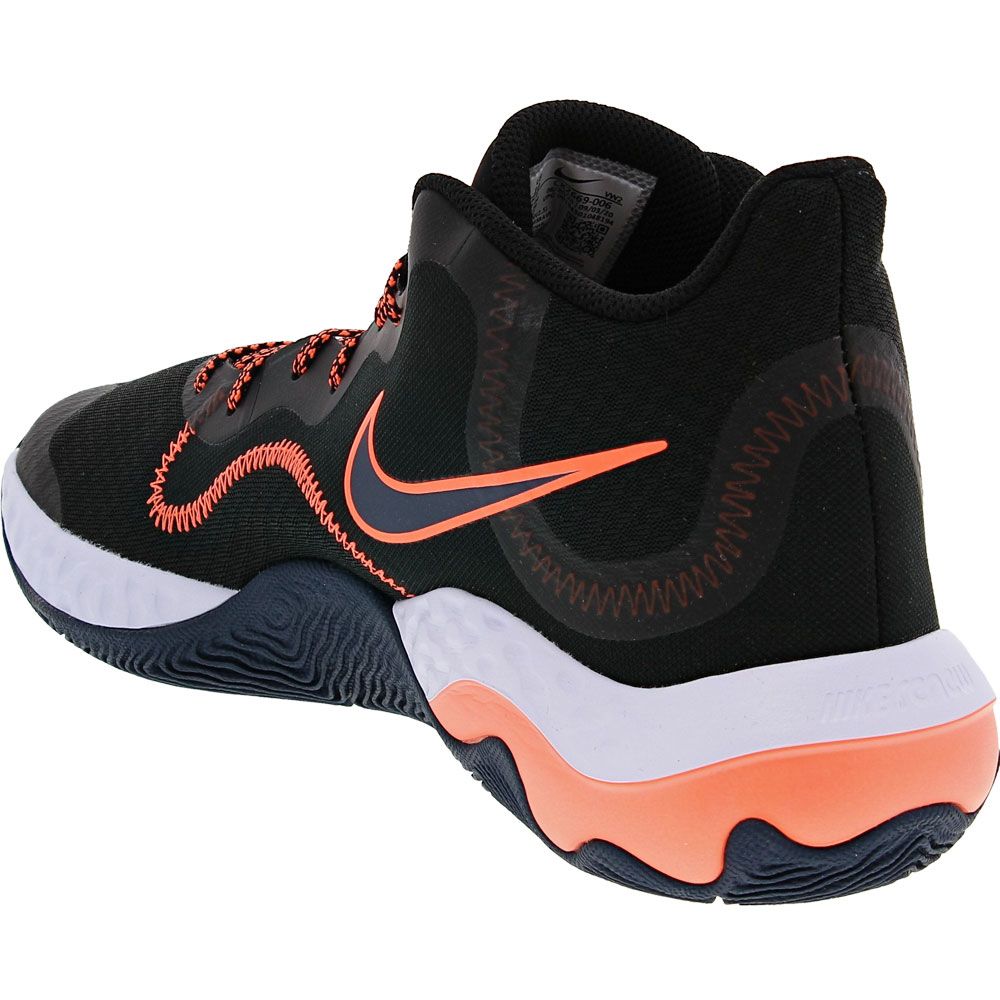 Nike Renew Elevate Basketball Shoes - Mens Black Bright Mango Back View
