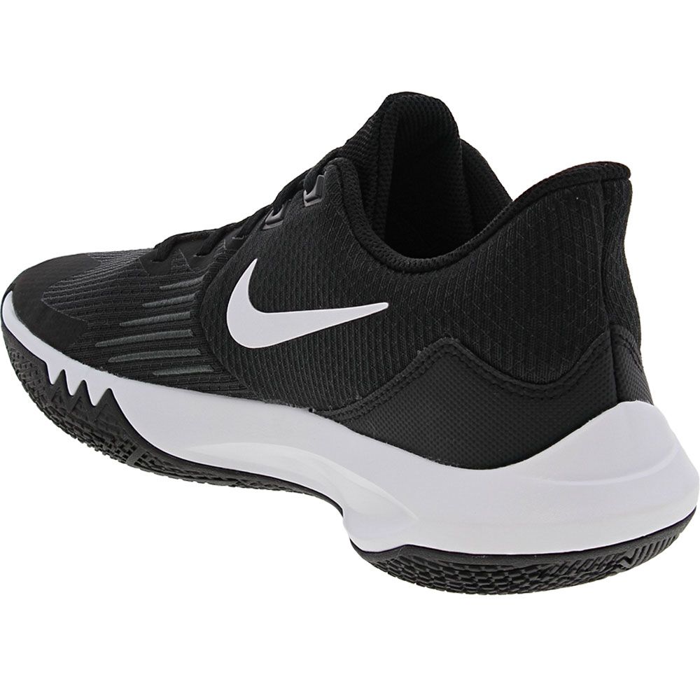 Nike Precision 5 Basketball Shoes - Mens Black Black White Back View