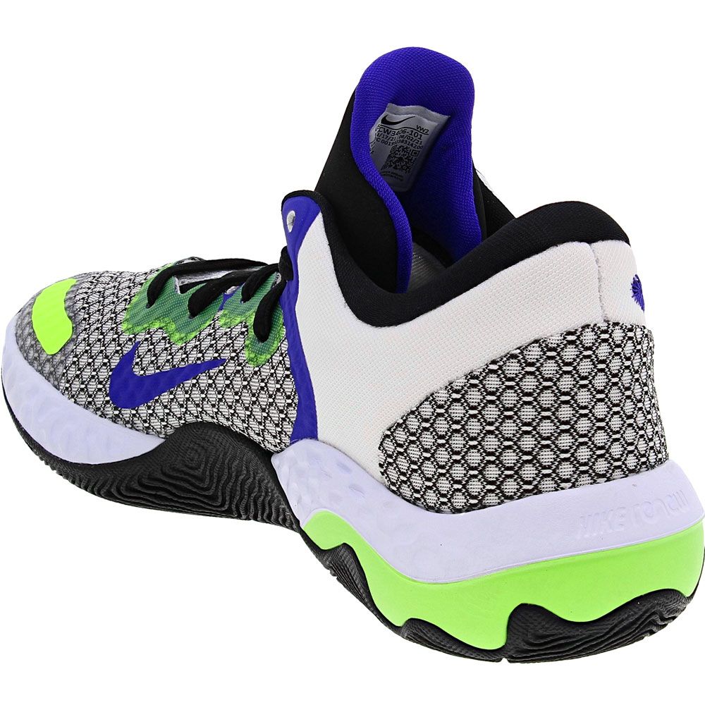 Nike Renew Elevate 2 Basketball Shoes - Mens White Volt Indigo Back View