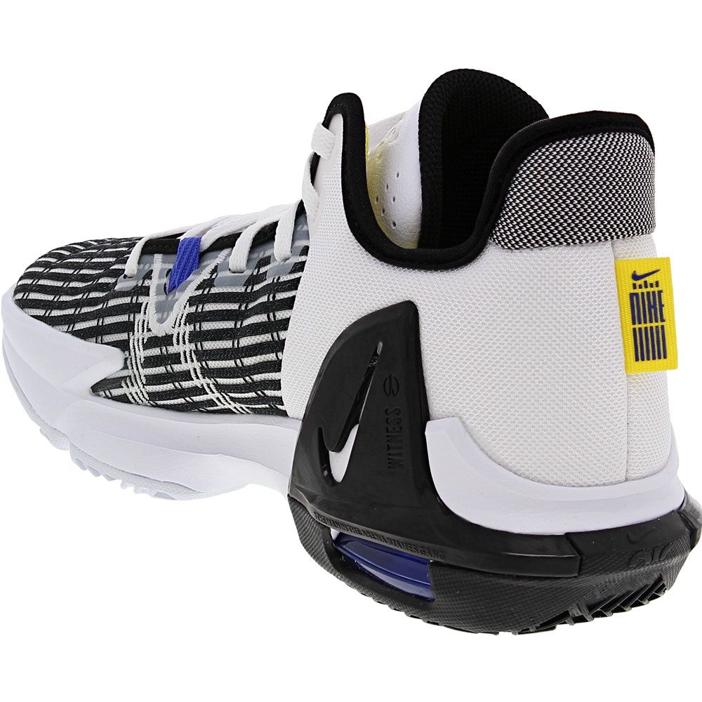Nike Witness 6 Basketball Shoes - Mens White Black Violet Back View