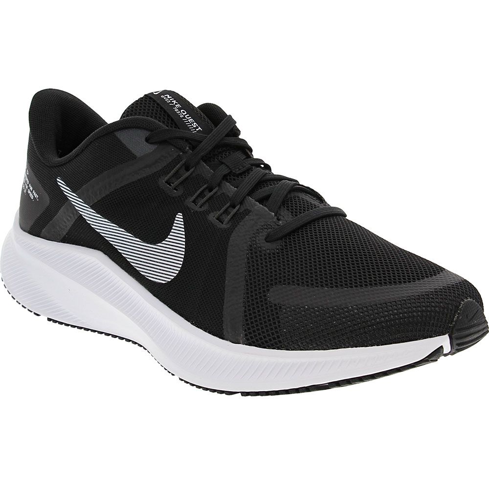 Nike Quest 4 Running Shoes - Mens Black White Dark Smoke Grey
