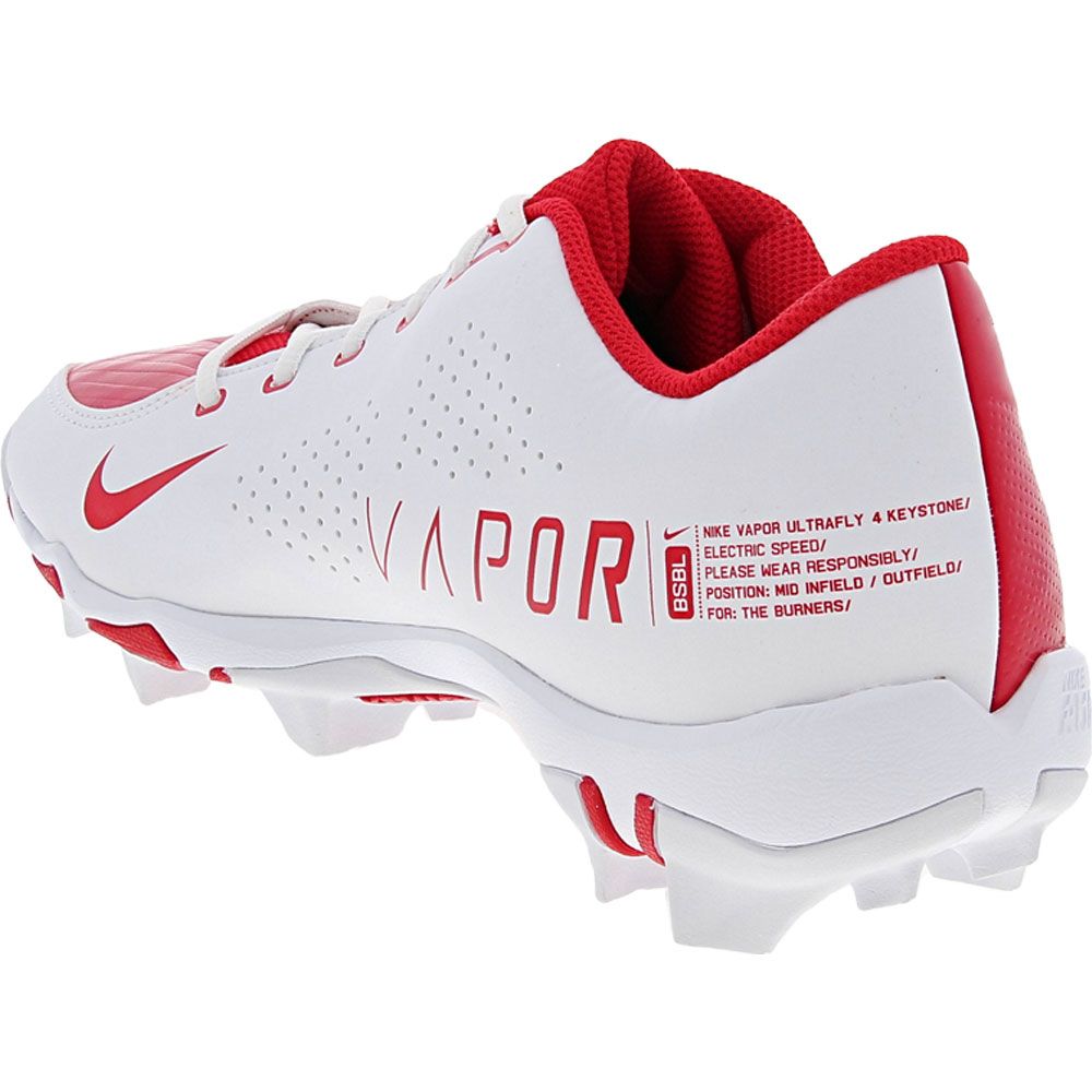 Nike Vapor Ultrafly 4 Keystone Baseball Cleats - Mens University Red White Back View