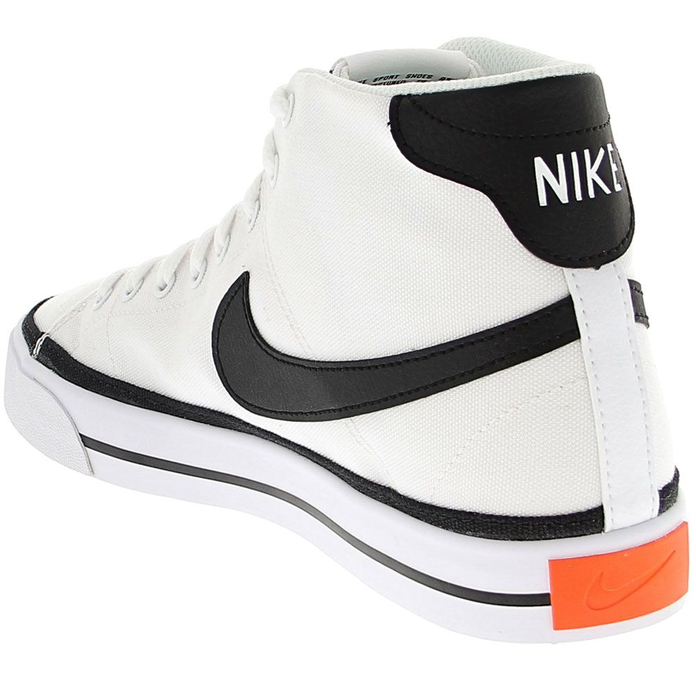 Nike Court Legacy Canvas Mid Lifestyle Shoes - Womens White Black Team Orange Back View