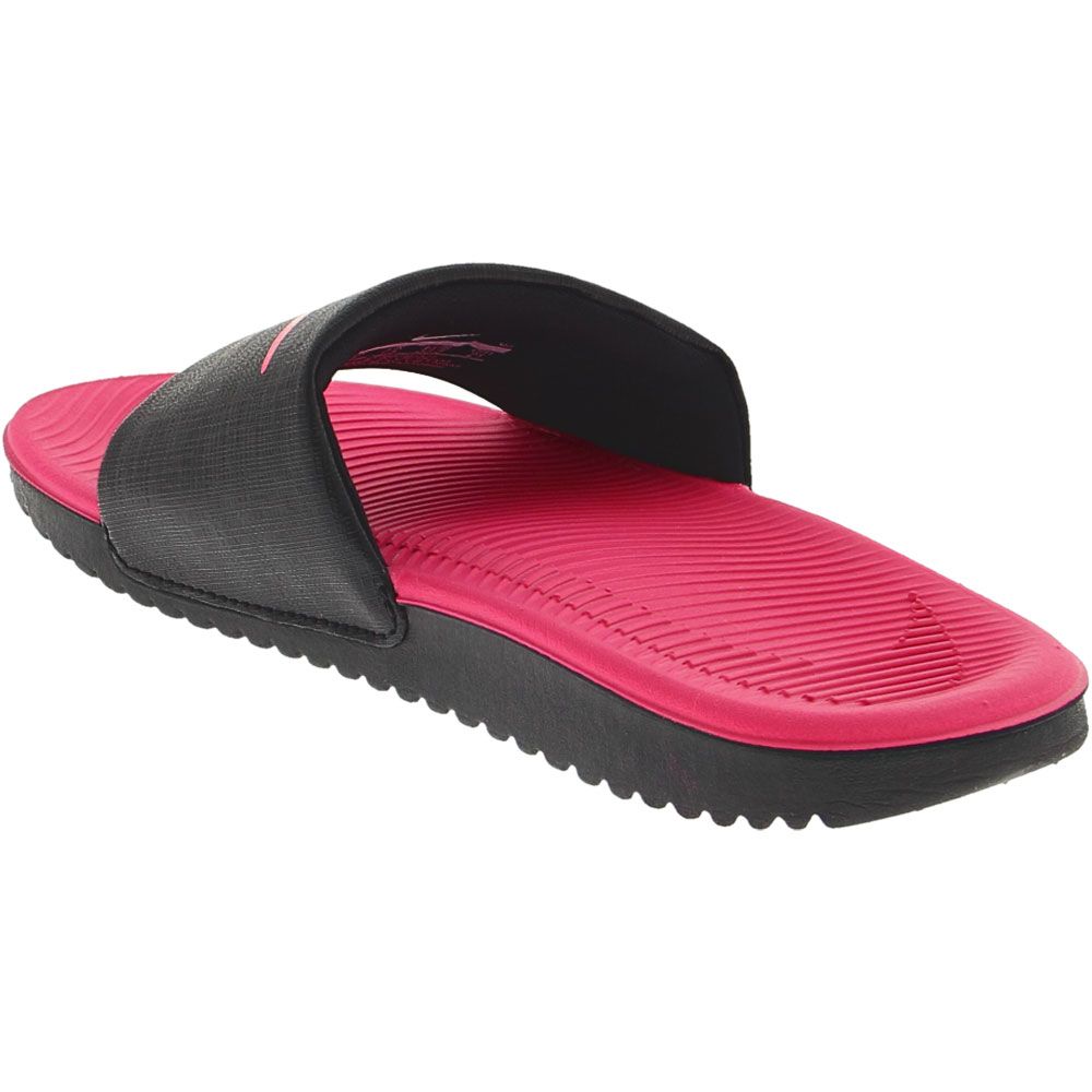 Nike Kawa Slide Sandals - Girls Black Vivid Pink Back View