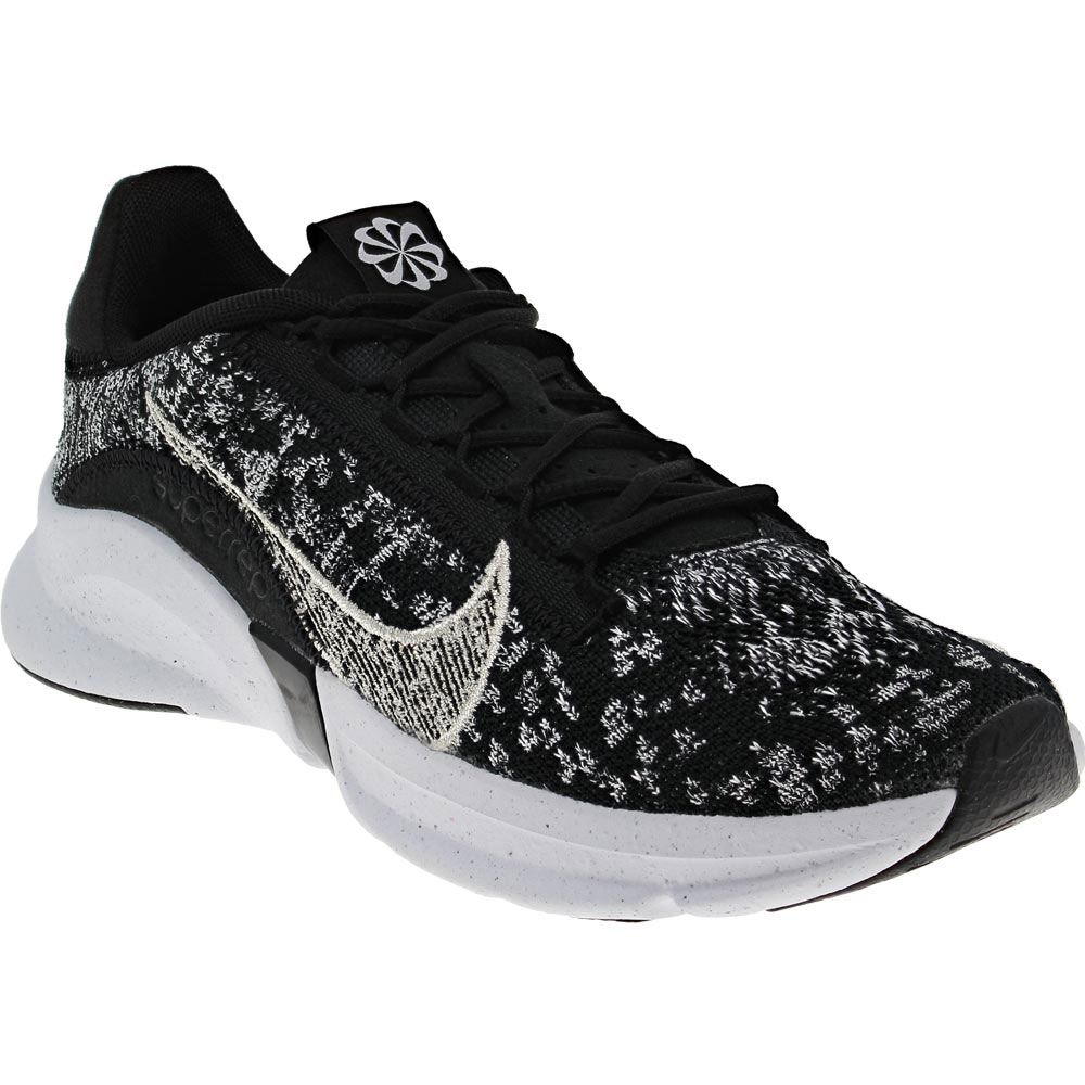Nike Super Rep Go 3 Flyknit Training Shoes - Womens Black White Metallic Silver