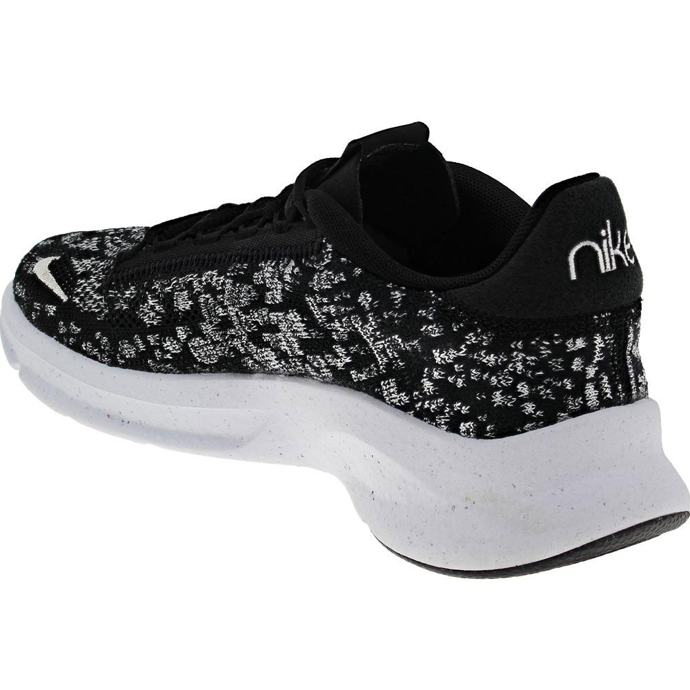 Nike Super Rep Go 3 Flyknit Training Shoes - Womens Black White Metallic Silver Back View