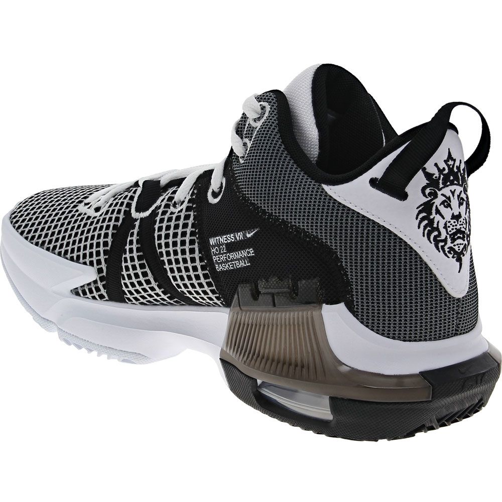 Nike Lebron Witness 7 Basketball Shoes - Mens White Metallic Silver Black Back View