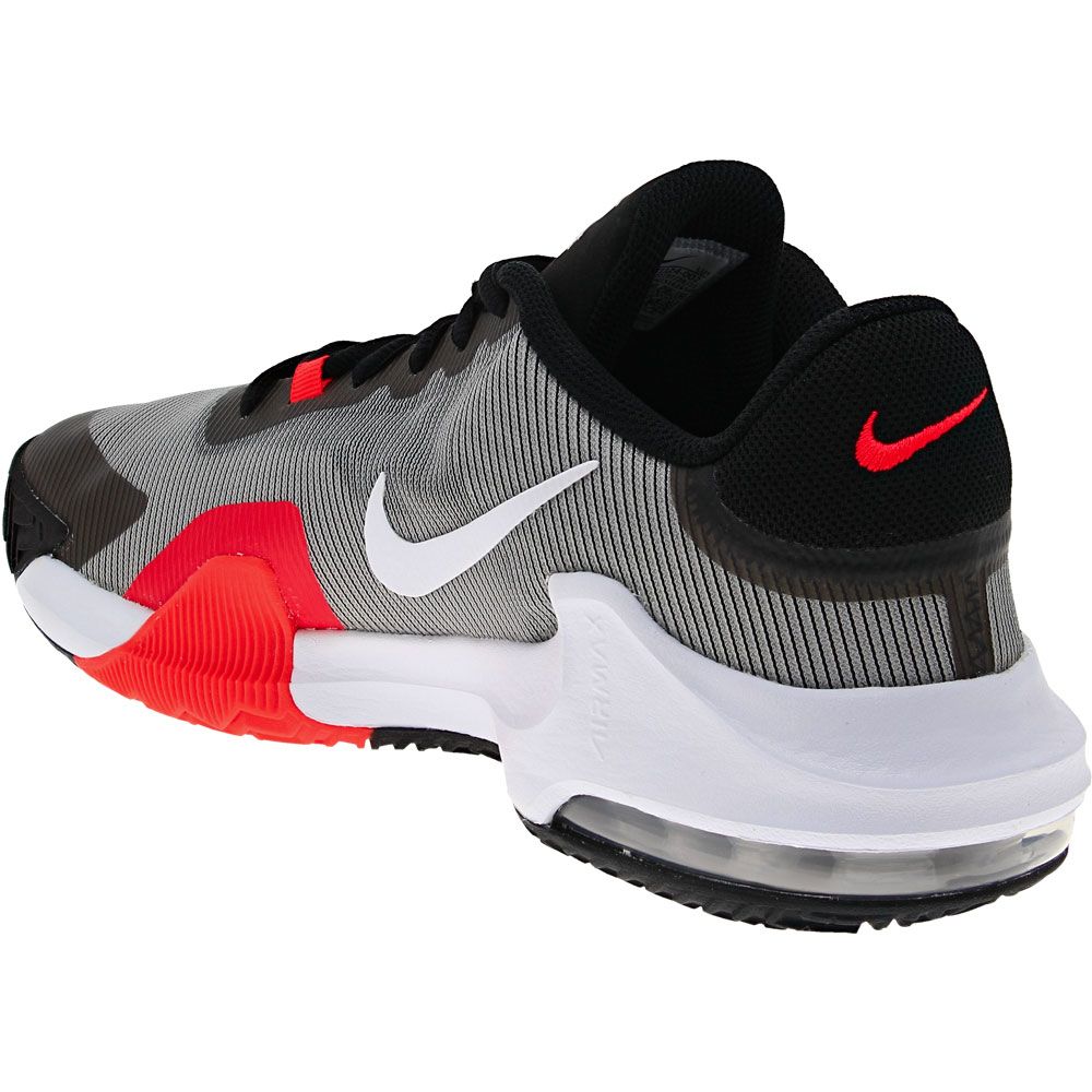 Nike Air Max Impact 4 Basketball Shoes - Mens Black Crimson Grey Back View