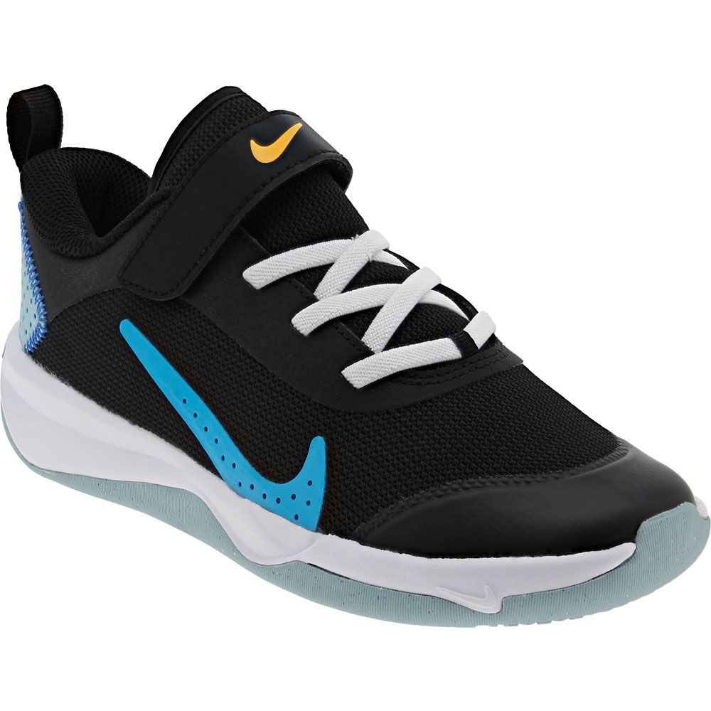 Nike Omni Multi Court PS Kids Training Shoes Black Blue Lightning