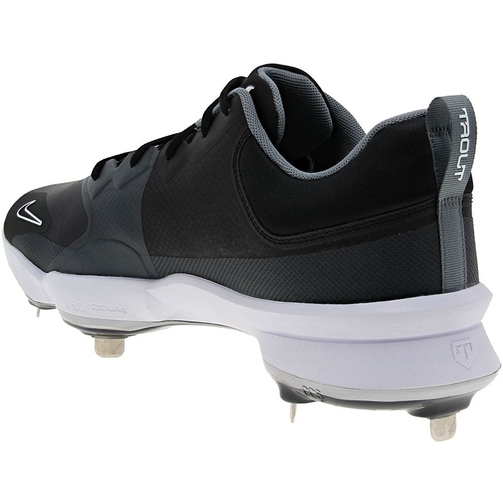 Nike Force Zoom Trout 9 Pro Baseball Cleats - Mens Black Black White Back View