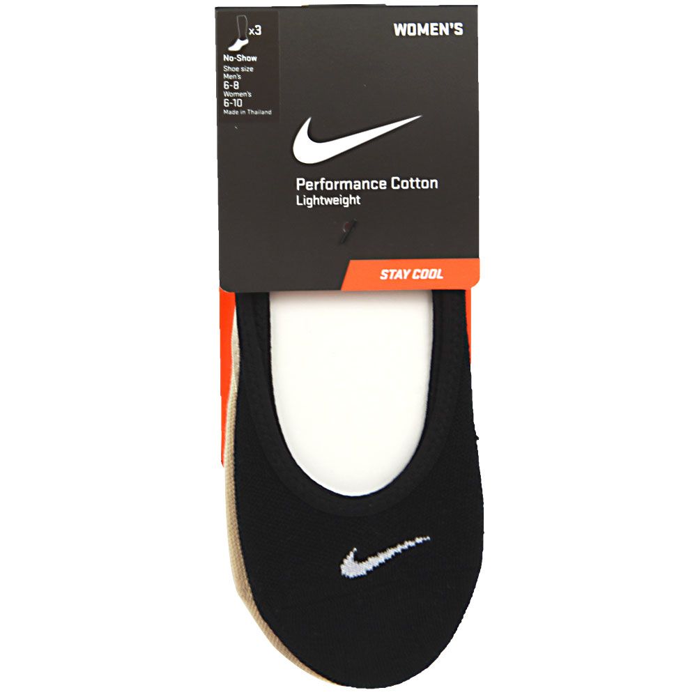 Nike Wos Evrdy Footie 3pk. Socks - Womens Black Tan White Multi View 2