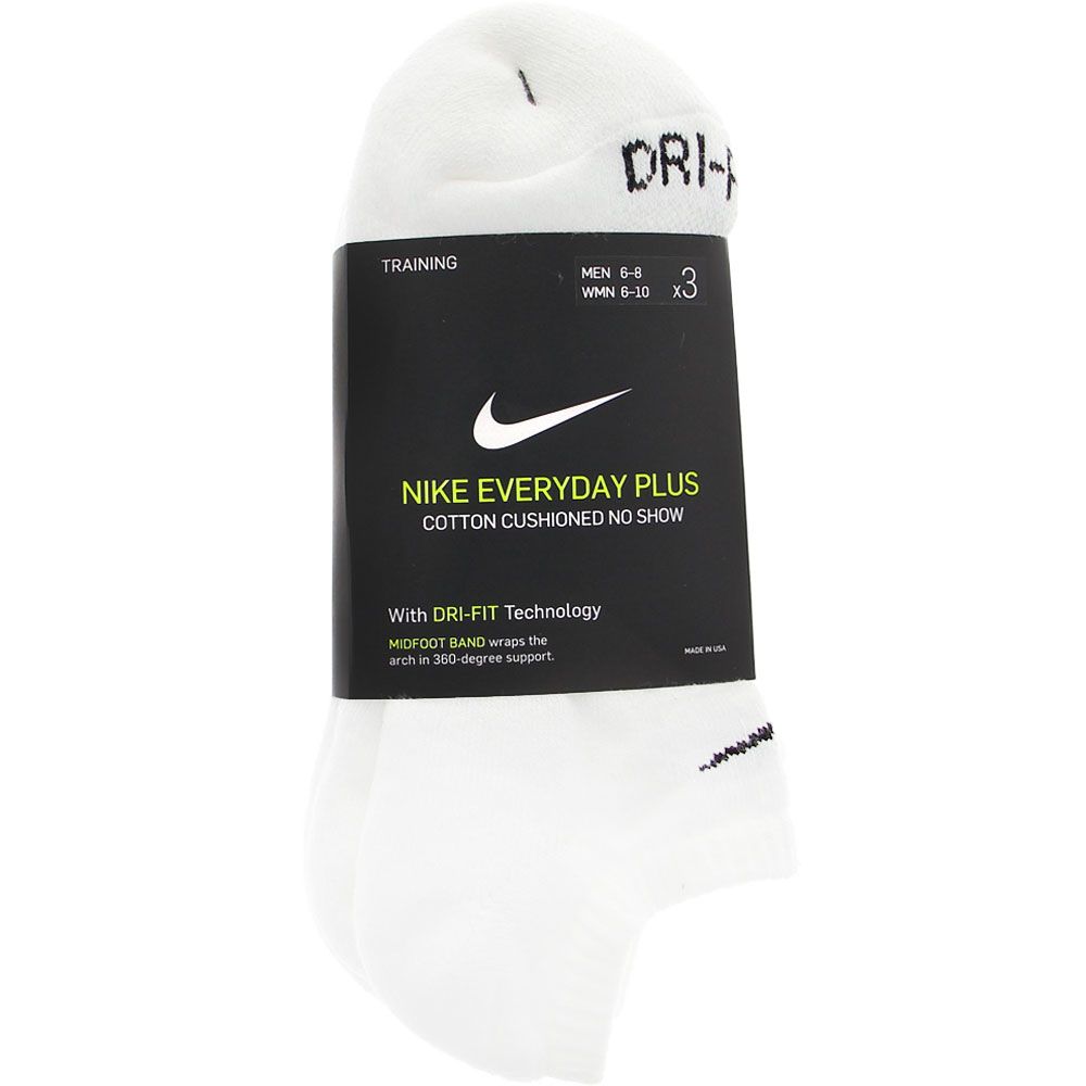Nike Everyday Plus Cush Nosho 3 Pack Socks  White View 2