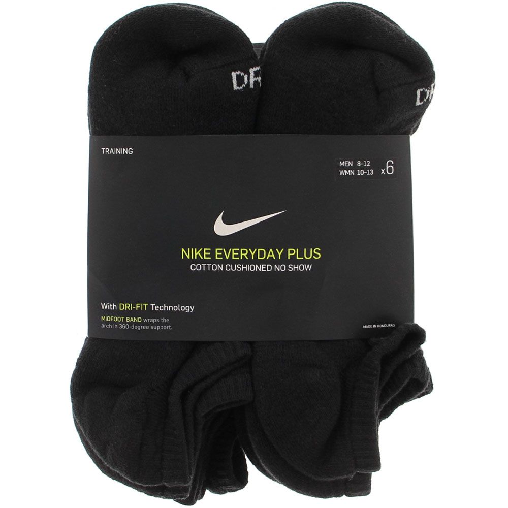 Nike Everyday Plus No show 6pk Socks Black White Black View 2