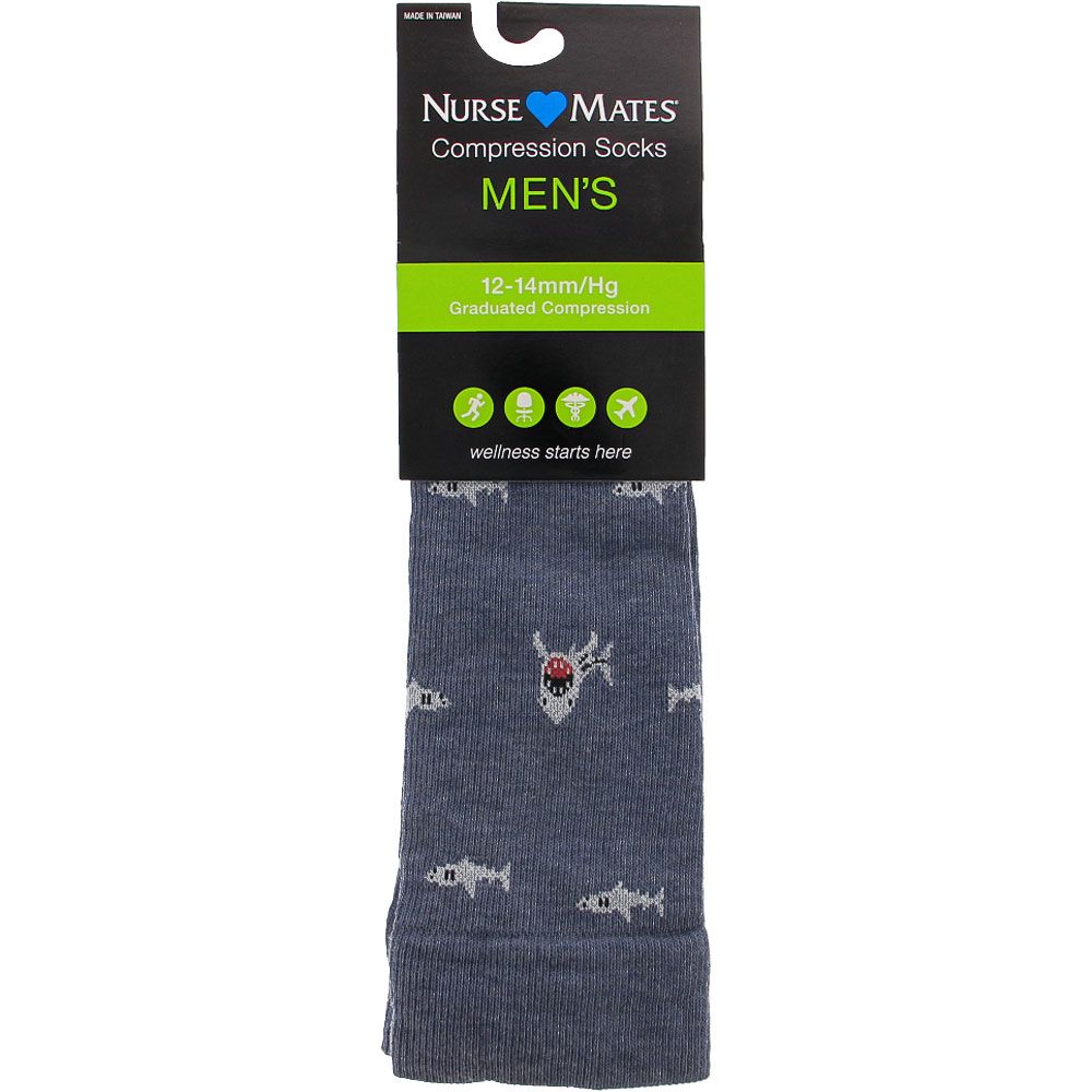 Nurse Mates Men's Sharks Compression Socks Grey View 2
