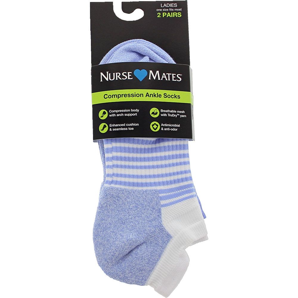 Nurse Mates Compression 2 Pack Denim Ankle Socks Blue View 2