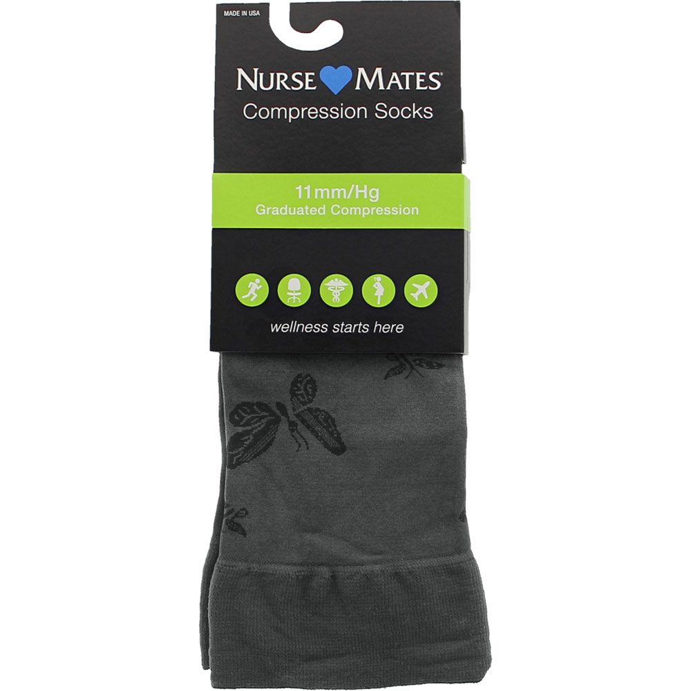 Nurse Mates Butterfly Trouser Compression Socks Charcoal View 2