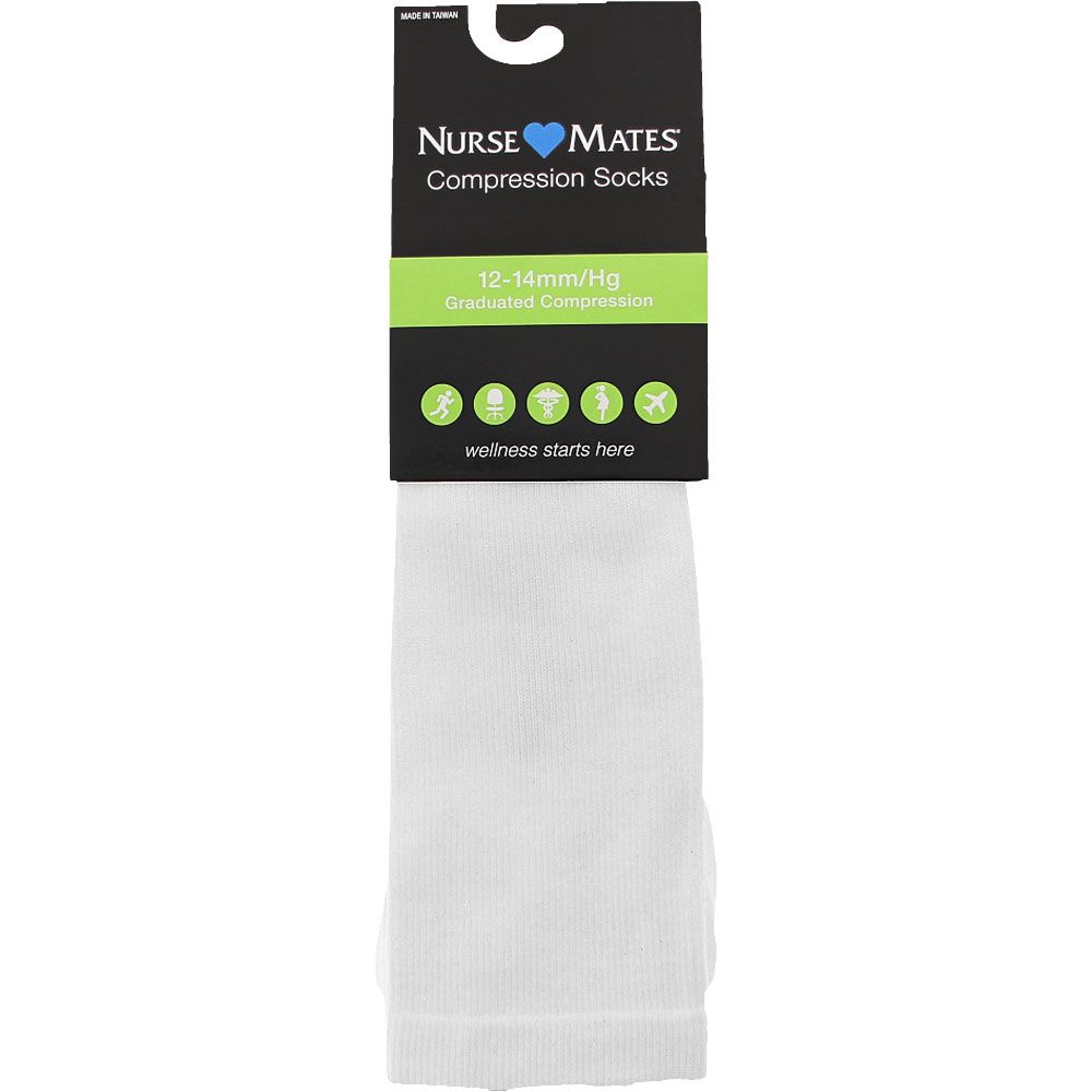 Nurse Mates Solid Compression Socks - Womens White View 2